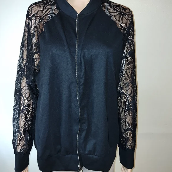 Elegant Black Lace Sleeve Women's Jacket - Picture 1 of 4